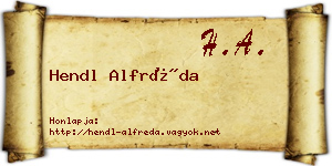 Hendl Alfréda névjegykártya